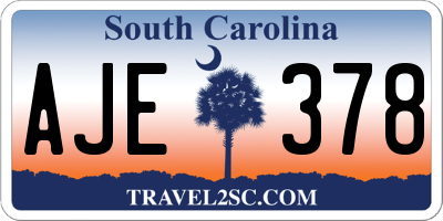 SC license plate AJE378