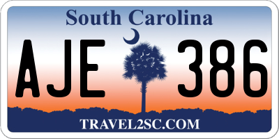 SC license plate AJE386