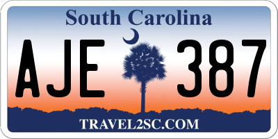 SC license plate AJE387