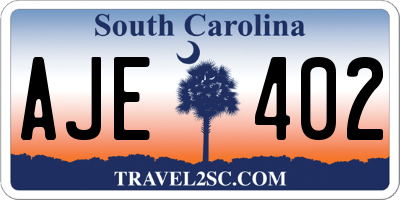 SC license plate AJE402