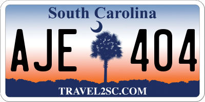 SC license plate AJE404