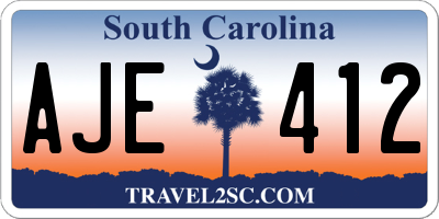 SC license plate AJE412