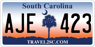 SC license plate AJE423