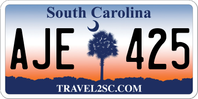 SC license plate AJE425