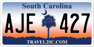 SC license plate AJE427