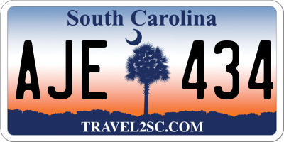 SC license plate AJE434