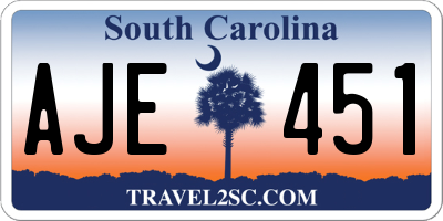 SC license plate AJE451
