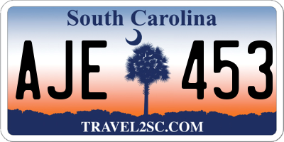 SC license plate AJE453