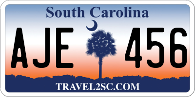 SC license plate AJE456
