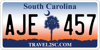 SC license plate AJE457