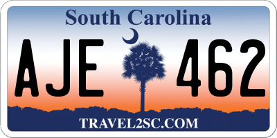 SC license plate AJE462