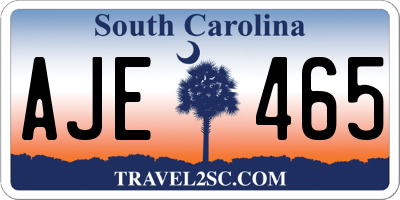 SC license plate AJE465