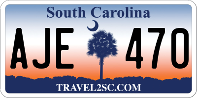 SC license plate AJE470
