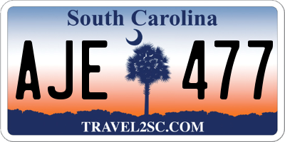 SC license plate AJE477