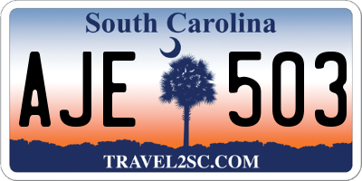 SC license plate AJE503