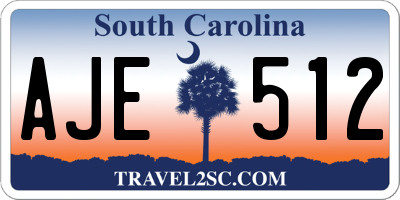 SC license plate AJE512