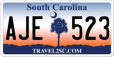 SC license plate AJE523