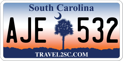 SC license plate AJE532