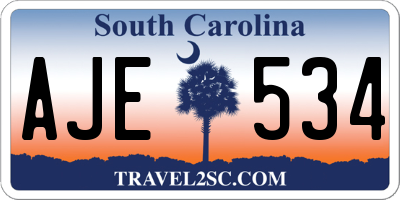 SC license plate AJE534