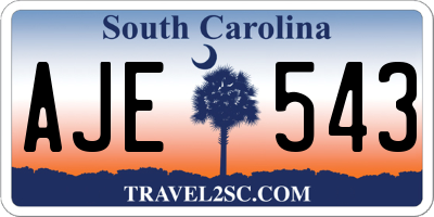 SC license plate AJE543