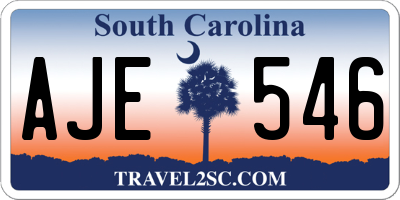 SC license plate AJE546