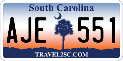 SC license plate AJE551