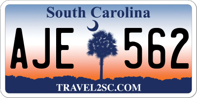 SC license plate AJE562