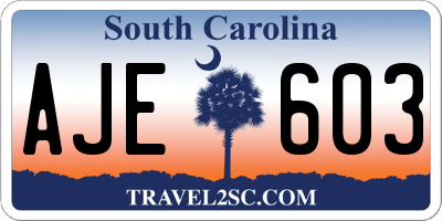 SC license plate AJE603
