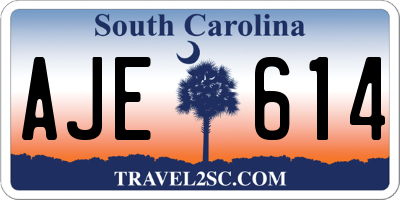SC license plate AJE614