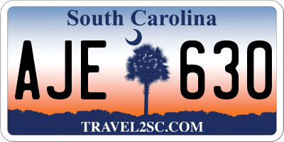 SC license plate AJE630