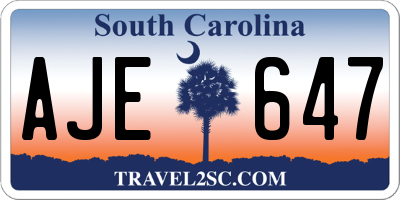 SC license plate AJE647