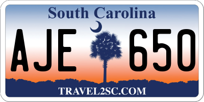 SC license plate AJE650
