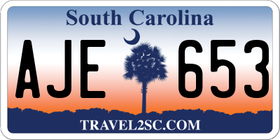 SC license plate AJE653