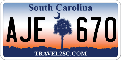 SC license plate AJE670