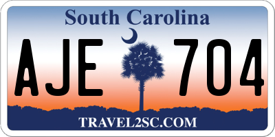 SC license plate AJE704