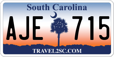 SC license plate AJE715