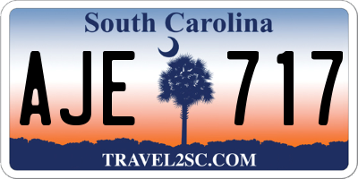 SC license plate AJE717