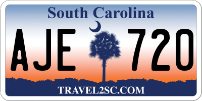 SC license plate AJE720