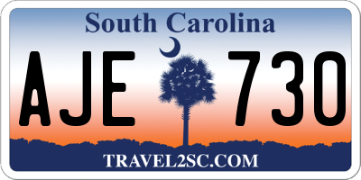 SC license plate AJE730