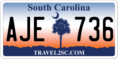 SC license plate AJE736