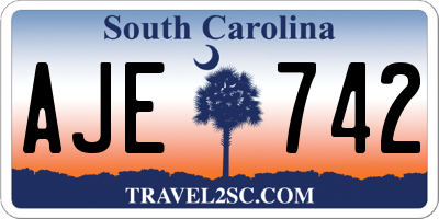 SC license plate AJE742