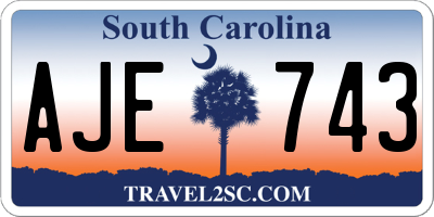SC license plate AJE743