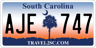 SC license plate AJE747