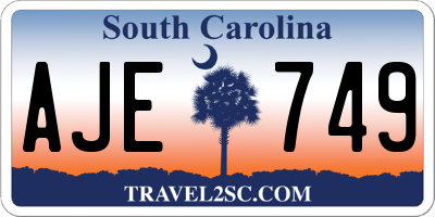 SC license plate AJE749