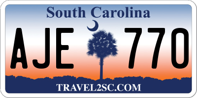 SC license plate AJE770