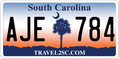 SC license plate AJE784