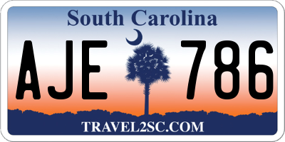 SC license plate AJE786