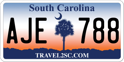 SC license plate AJE788