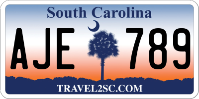 SC license plate AJE789