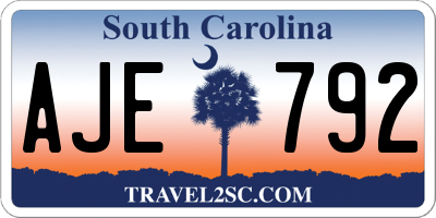 SC license plate AJE792